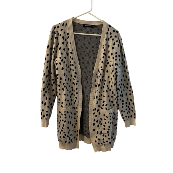 MEROKEETY DOTS OPEN FRONT KNIT POCKETS CARDIGAN SIZE | Small - Picture 2 of 7